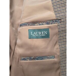 Lauren Ralph Lauren Blazer Mens 42L Brown Houndstooth 2 Button 100% Wool Sport
